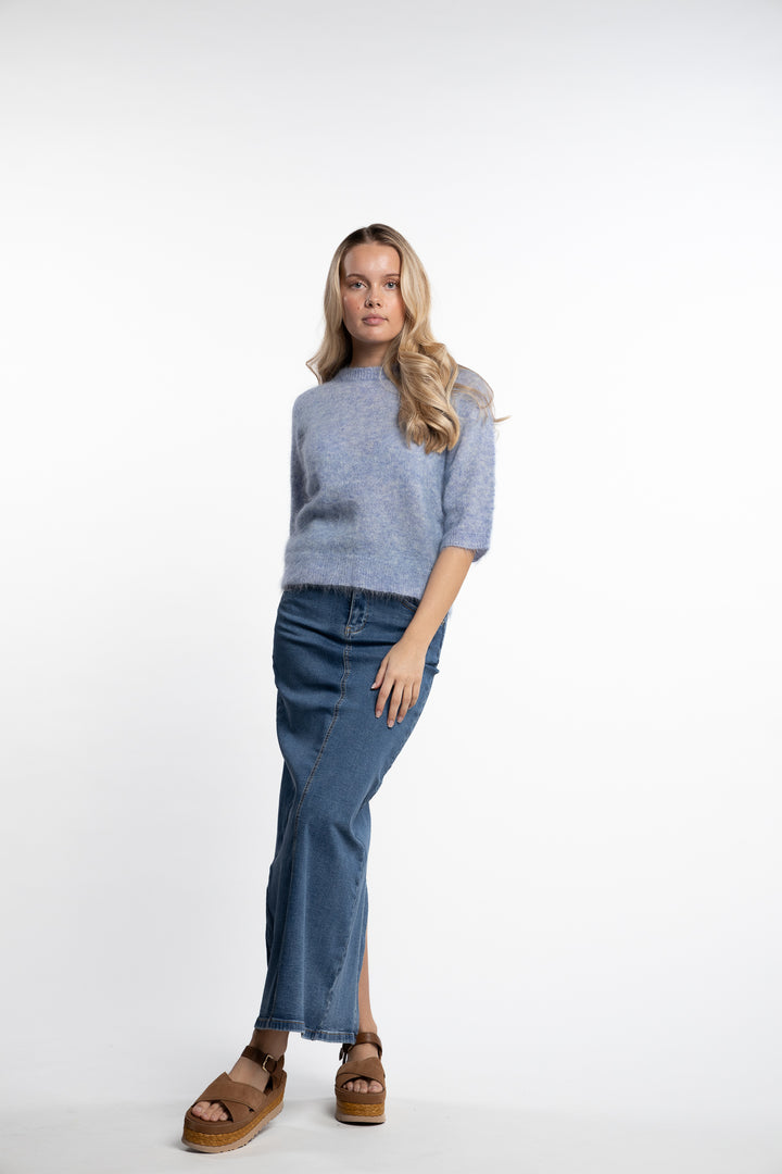 Kris Blue Denim Skirt- Washed Denim