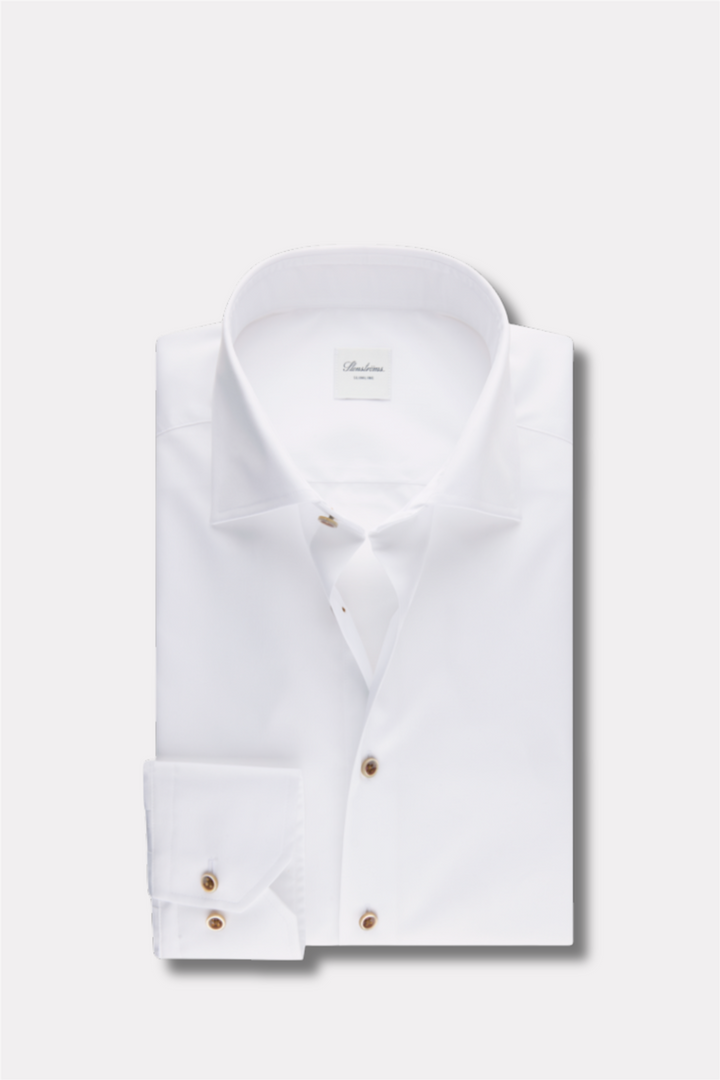 Slimline White Twill Shirt Contrast