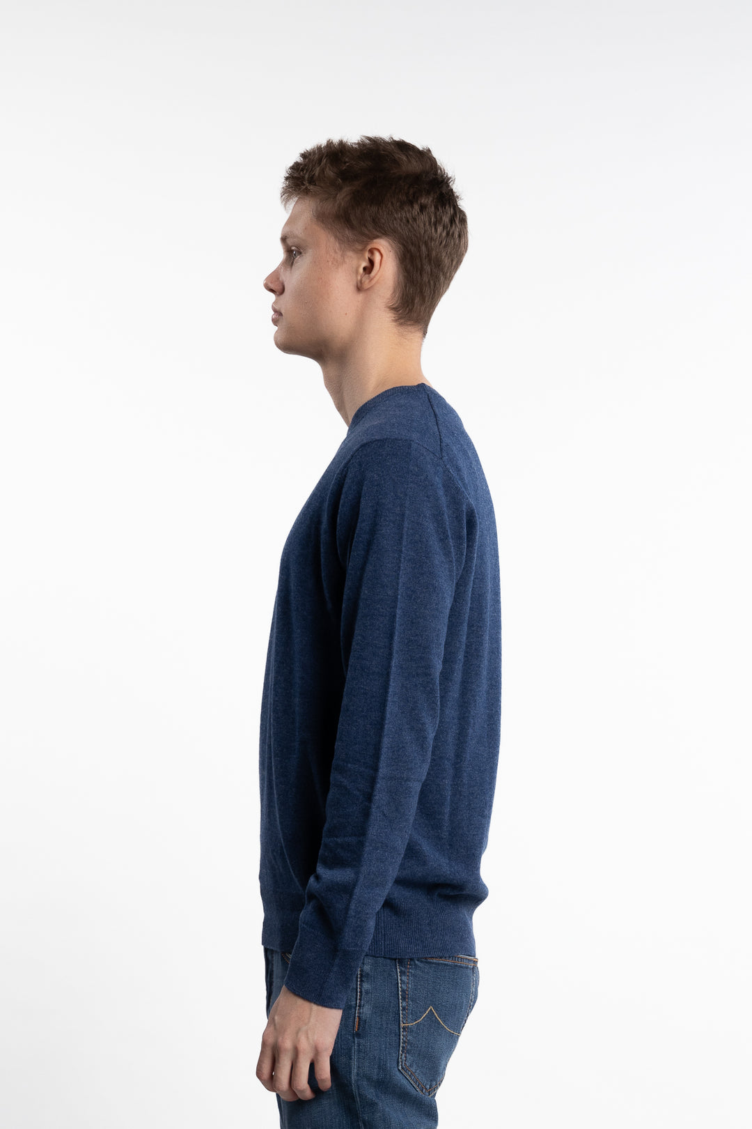 Knitted Cashmere Crewneck Indaco