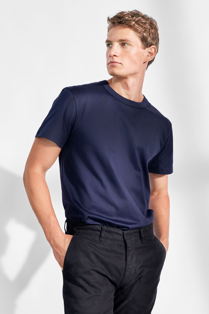 Pima Cotton Crew Neck T-Shirt Navy Blue