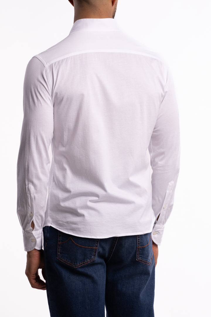 No Collar Cotton Shirt White