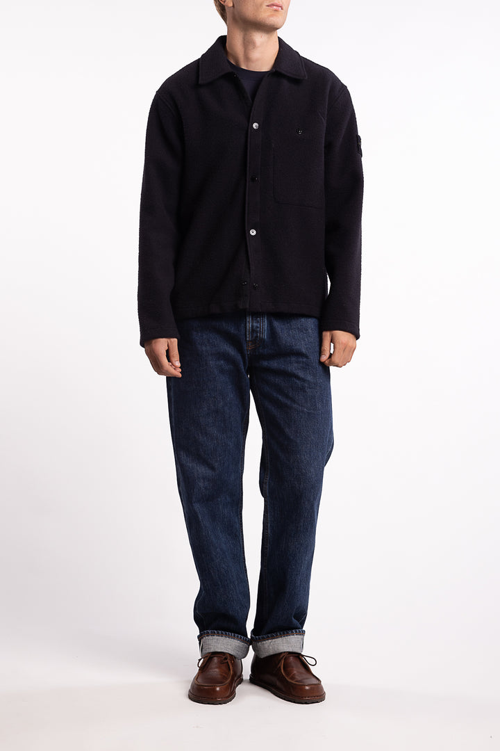 1200021 Wool Comfort-Fit Overshirt with Drawcord Hem Navy