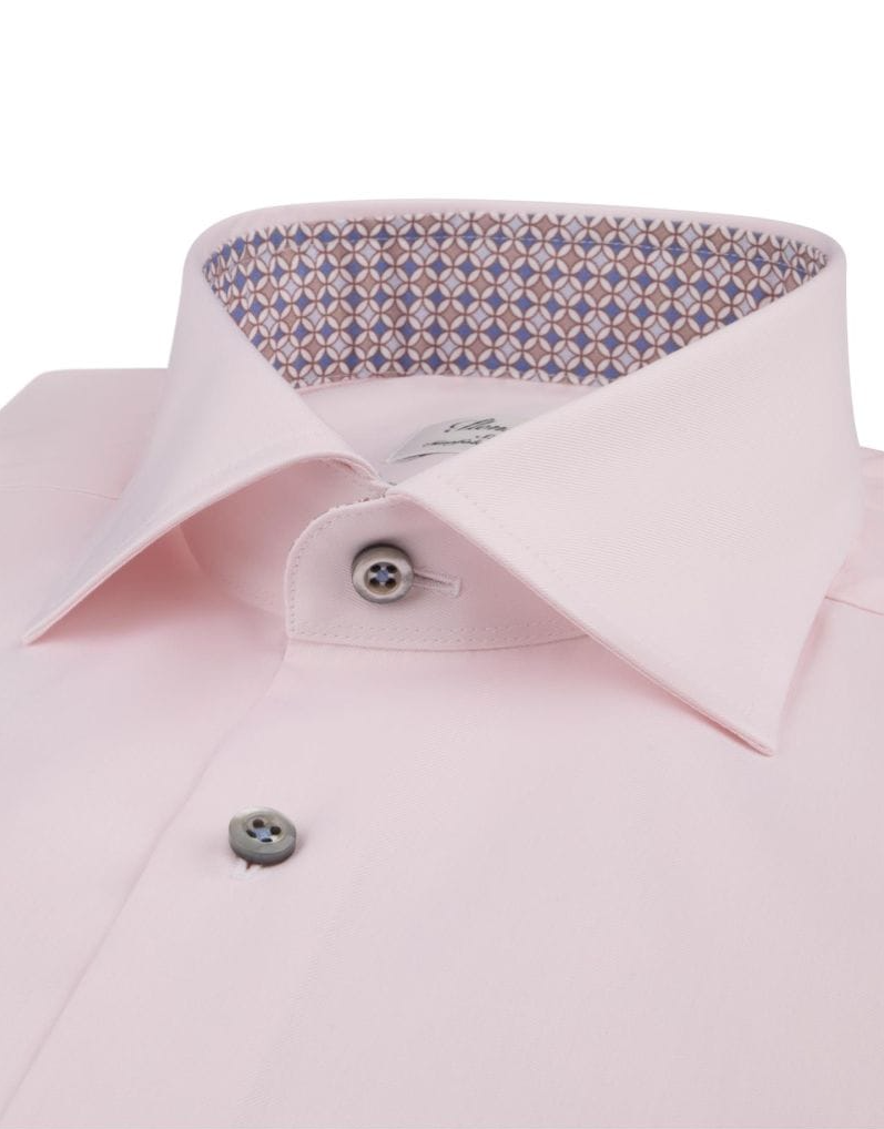 Fitted Body Twill Shirt Dark Pink Contrast
