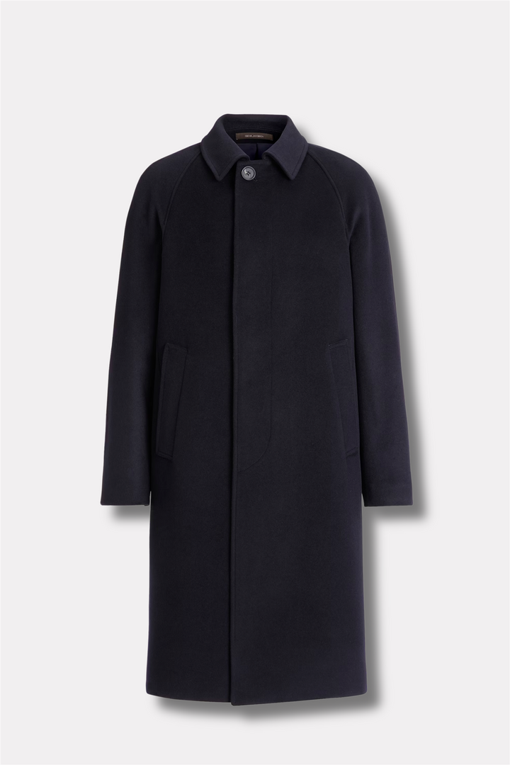 Salas Brushed Wool/Cashmere Raglan Coat Navy