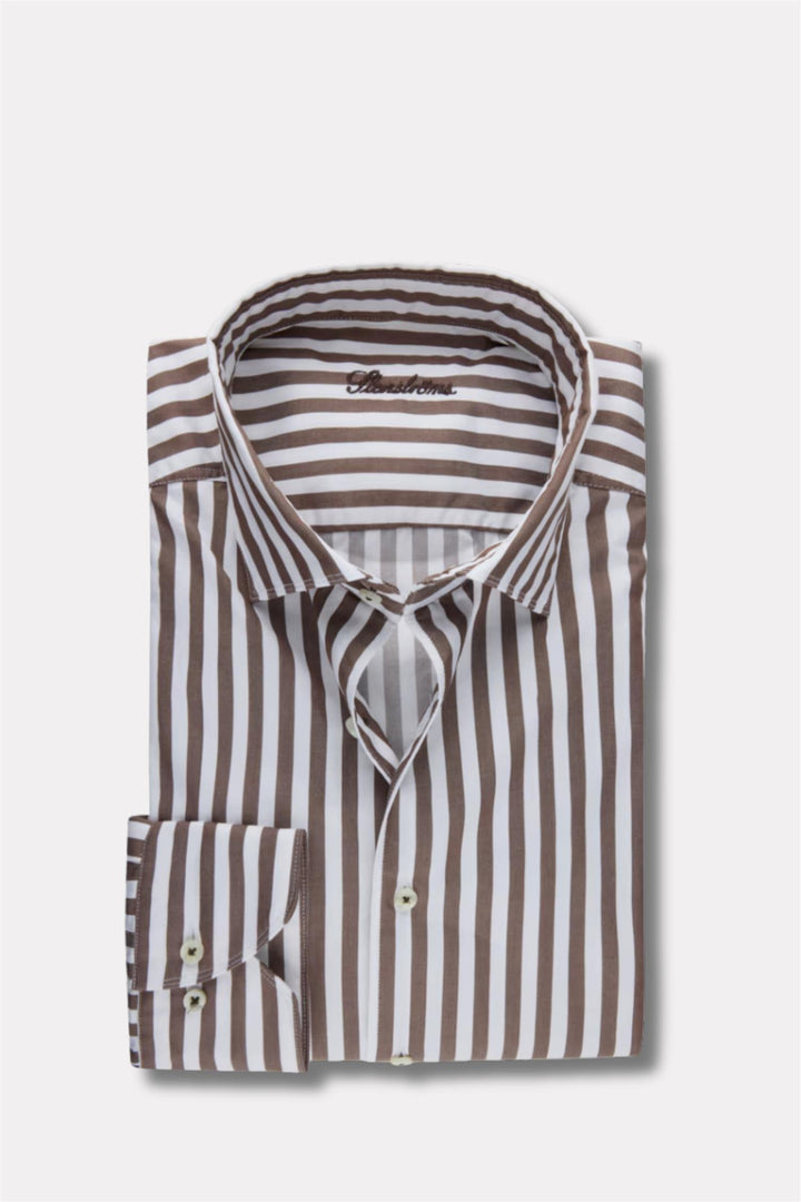Slimline Brown Striped Shirt