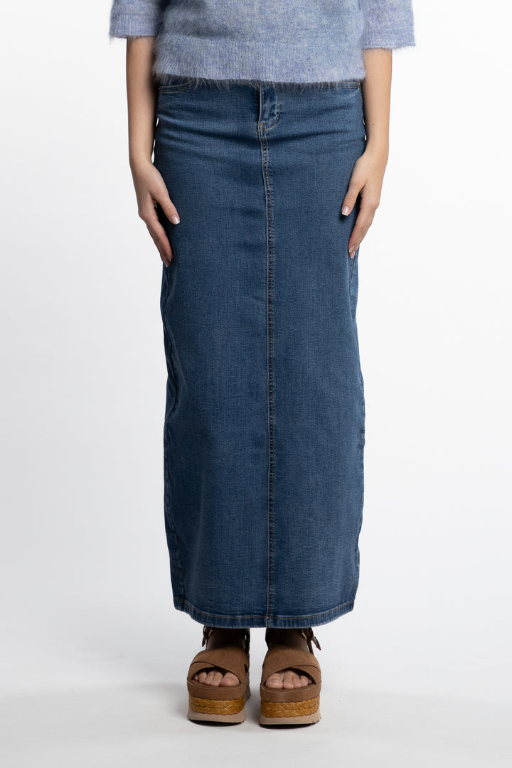 Kris Blue Denim Skirt- Washed Denim