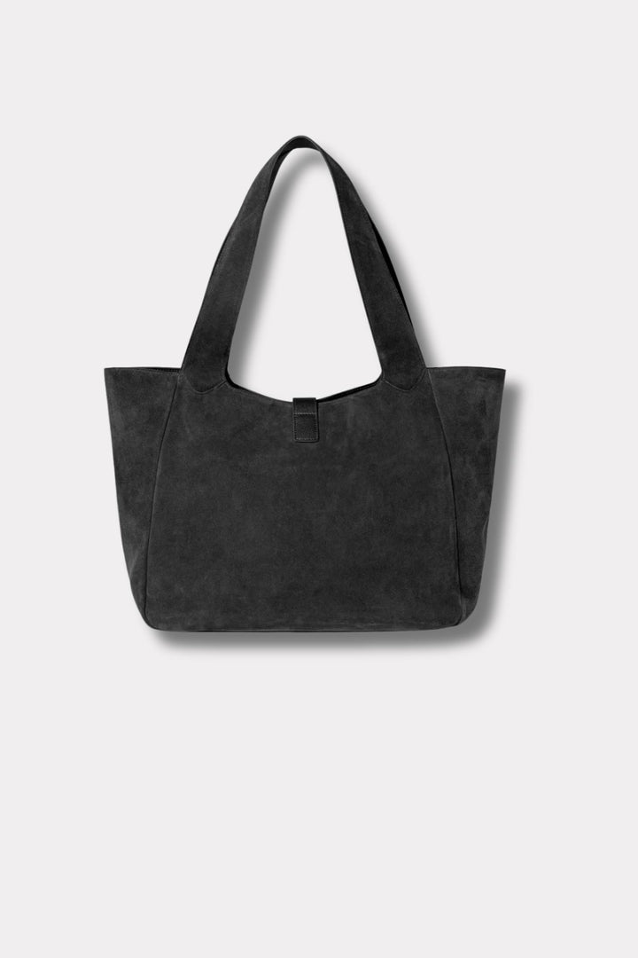Lucille Tote Bag Large- Black Suede