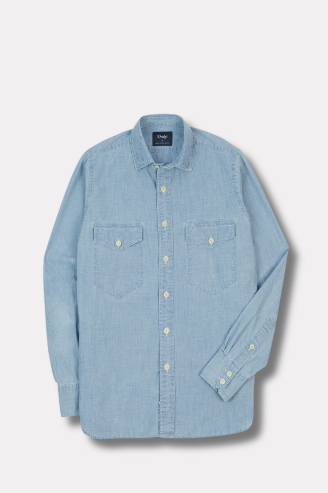 Cotton Chambray Two-Pocket Work Shirt Blue