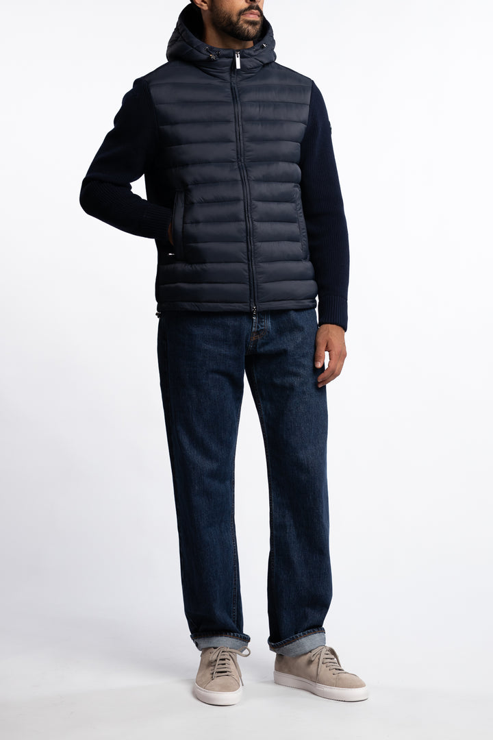 Multi Matrial Hoodie Jacket Navy