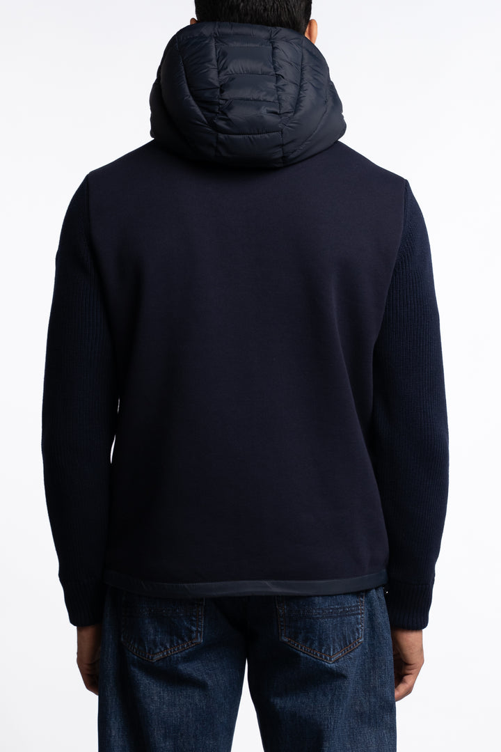 Multi Matrial Hoodie Jacket Navy