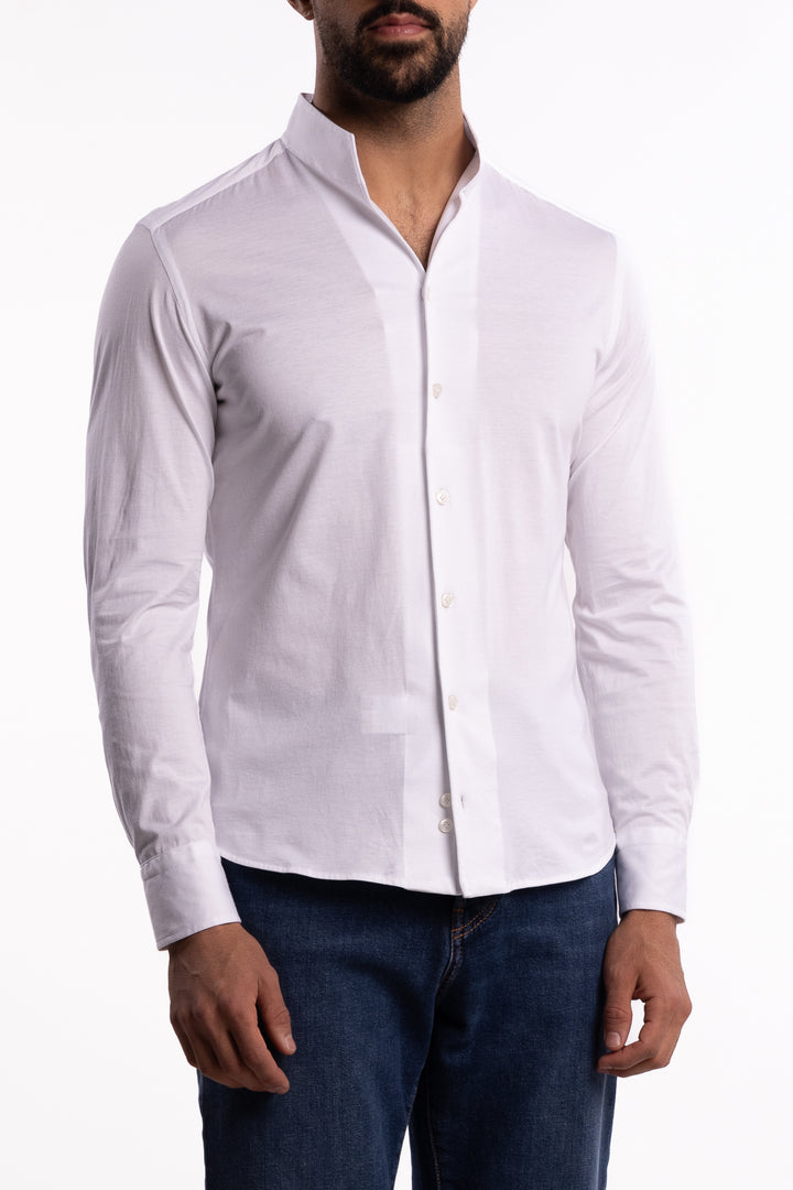 No Collar Cotton Shirt White