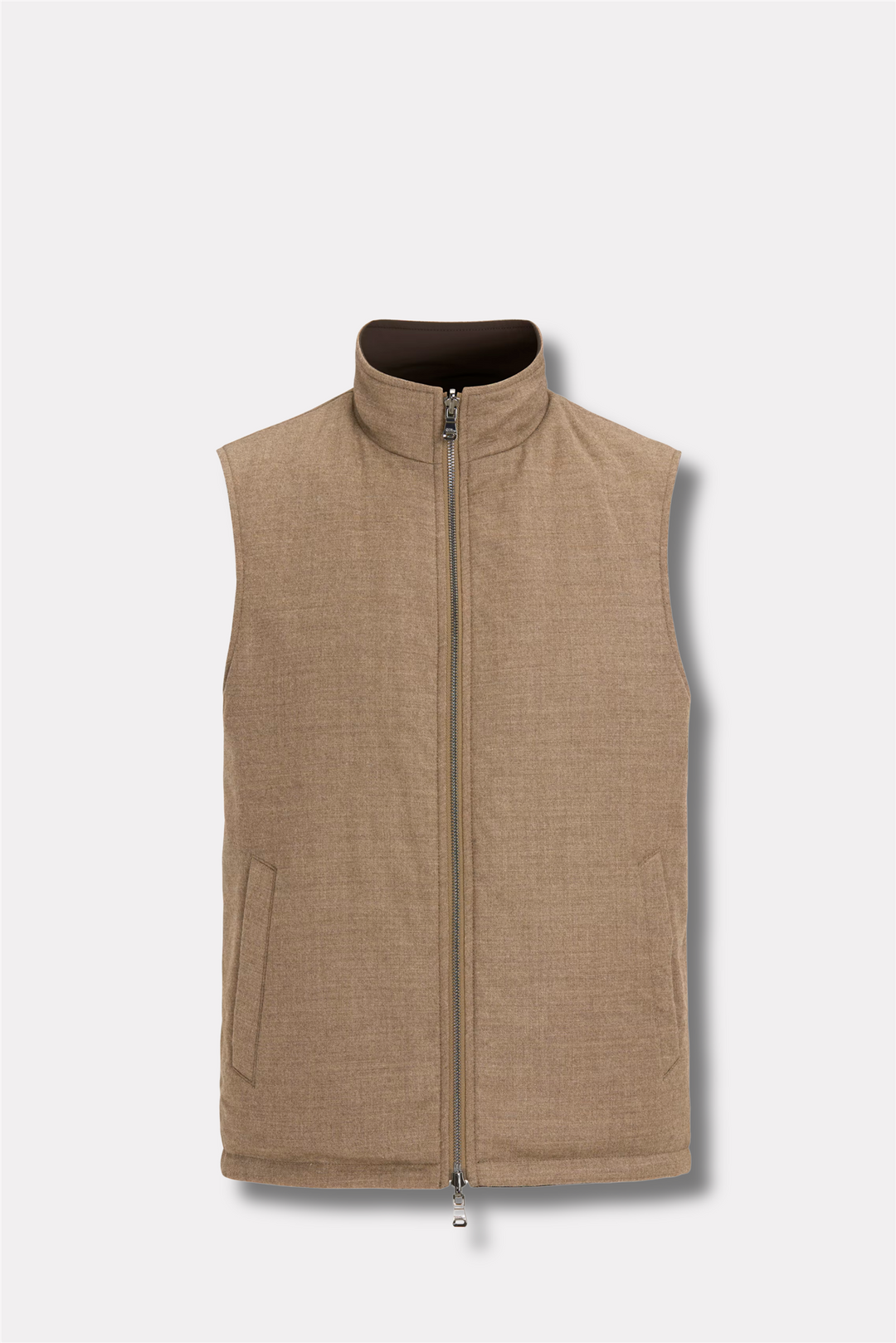 Reversible Padded Flannel Vest Walnut Beige
