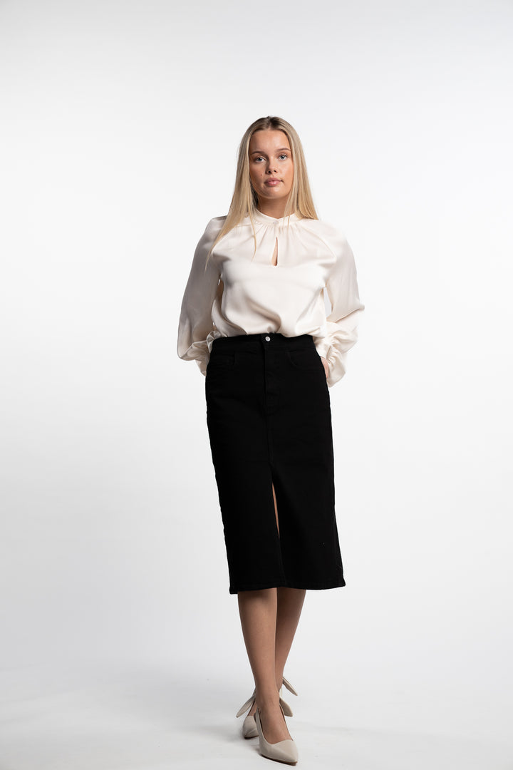 Stand Collar Blouse- Cream