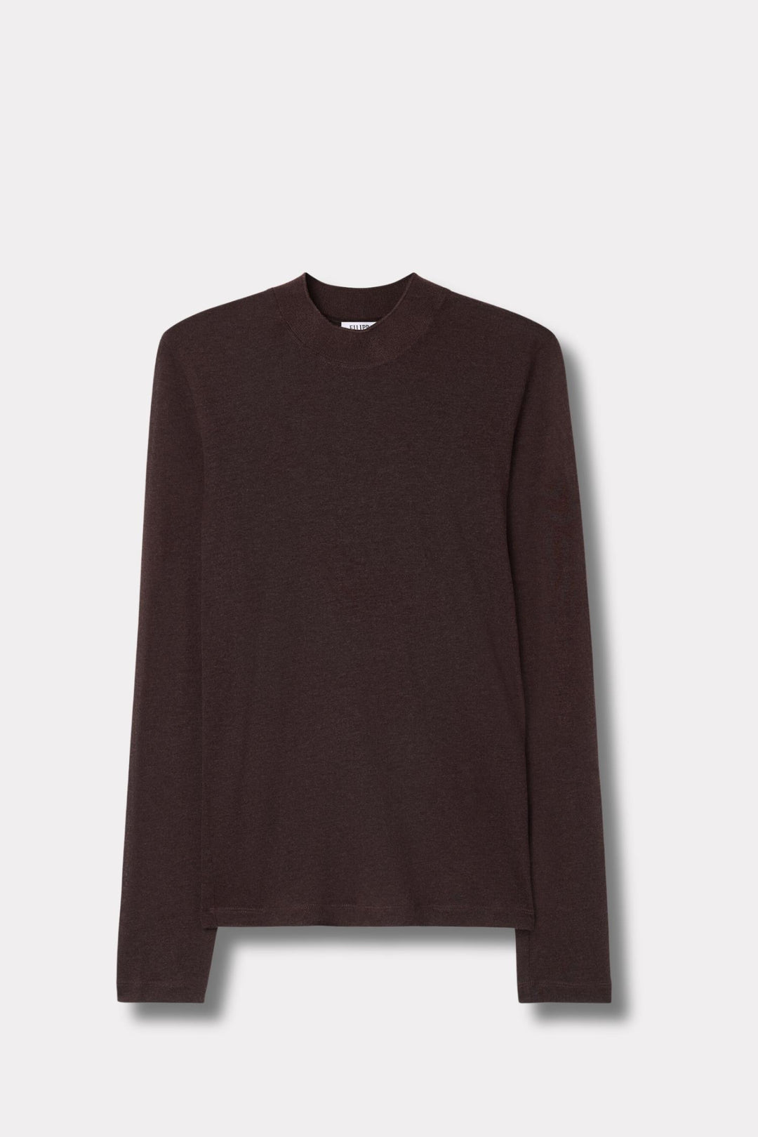 Lyocell Cashmere Mock Neck Top- Brown