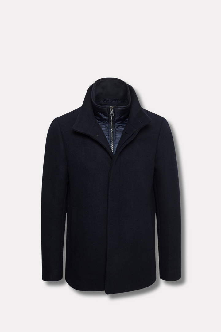 MaHarvey Short Wool Coat Dark Navy