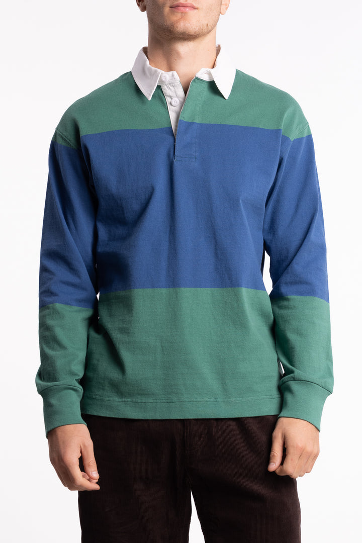 Langdon Rugby Shirt Cerulean / Emerald