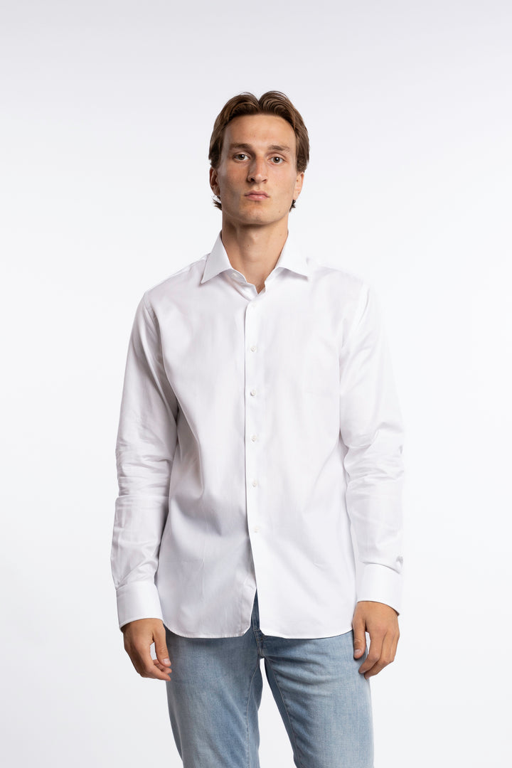 White Cotton Non Iron Shirt White