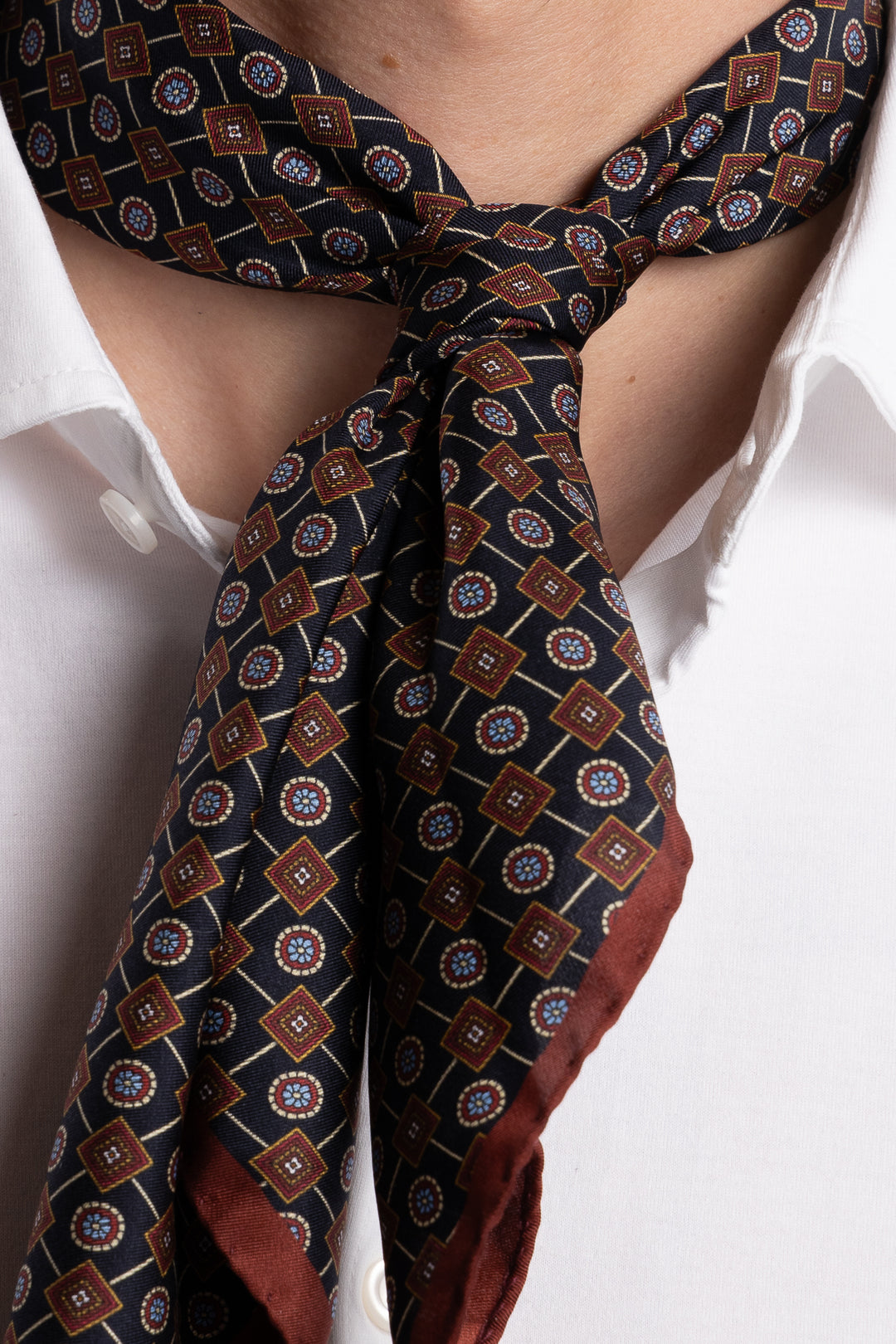 Silk Bandana Navy/Burgundy