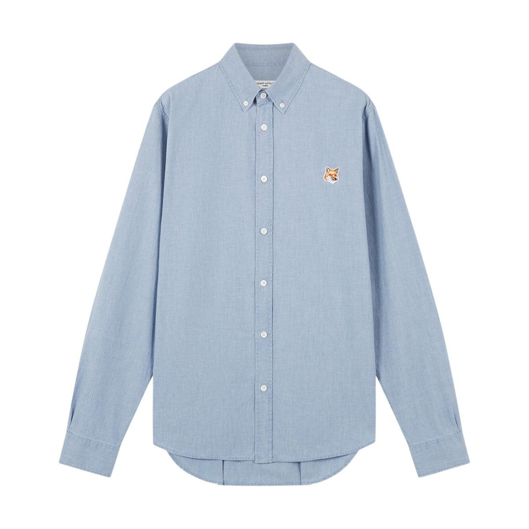 Button Down Classic Shirt With Institutional Foxhead Washed Indigo-Skjorter-Bogartstore