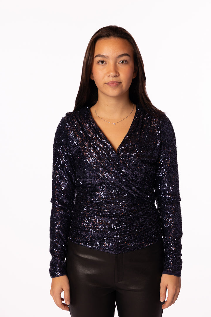 Cooper Sequin Top- Navy