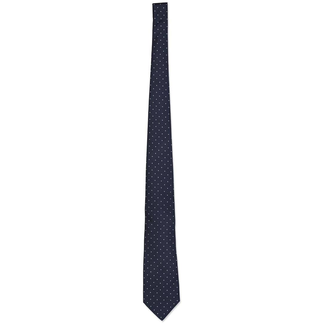 Silk Woven Tie marine med hvite prikker