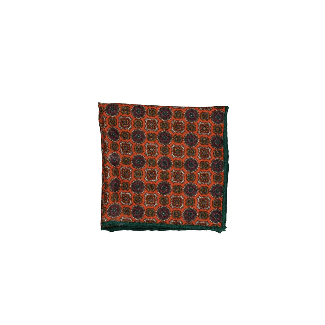 Wool Printed Hanky Orange/Green