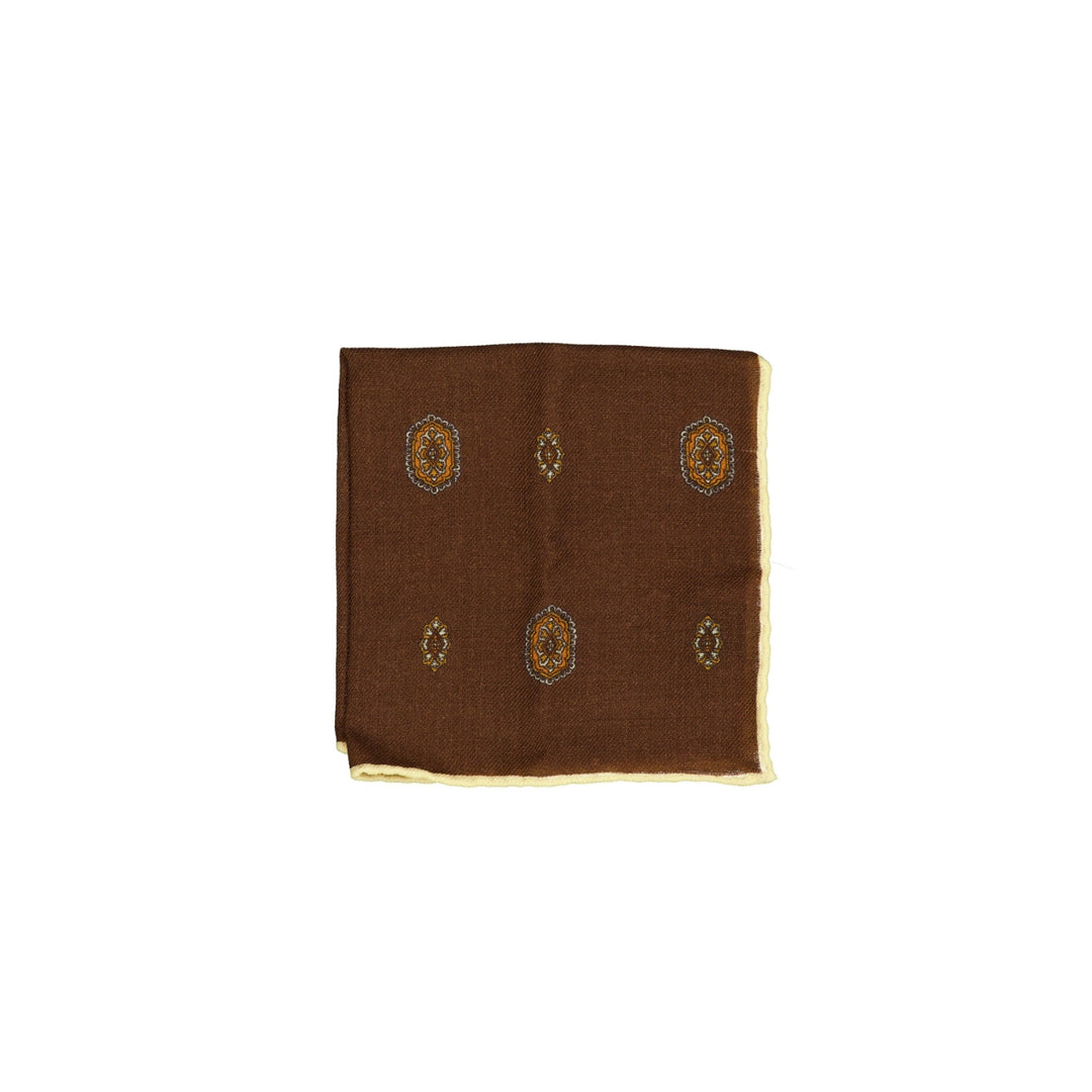 Wool Printed Hanky Brown/Yellow