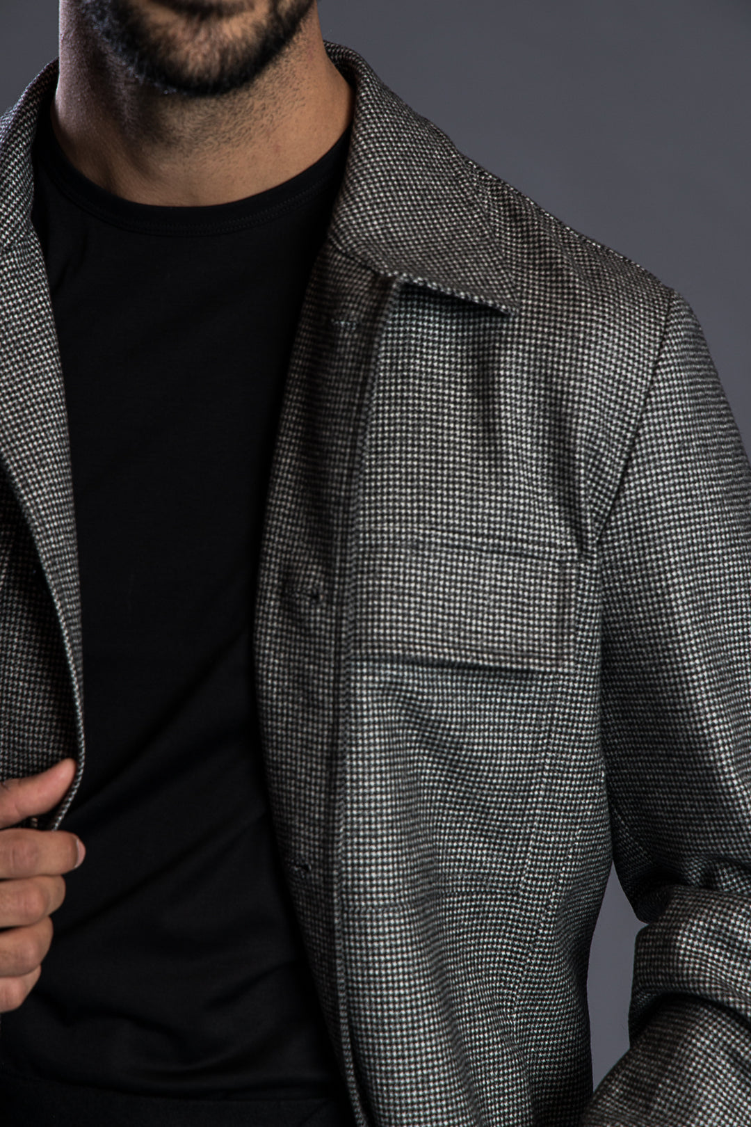 Wool/Cashmere Houndstooth Overshirt