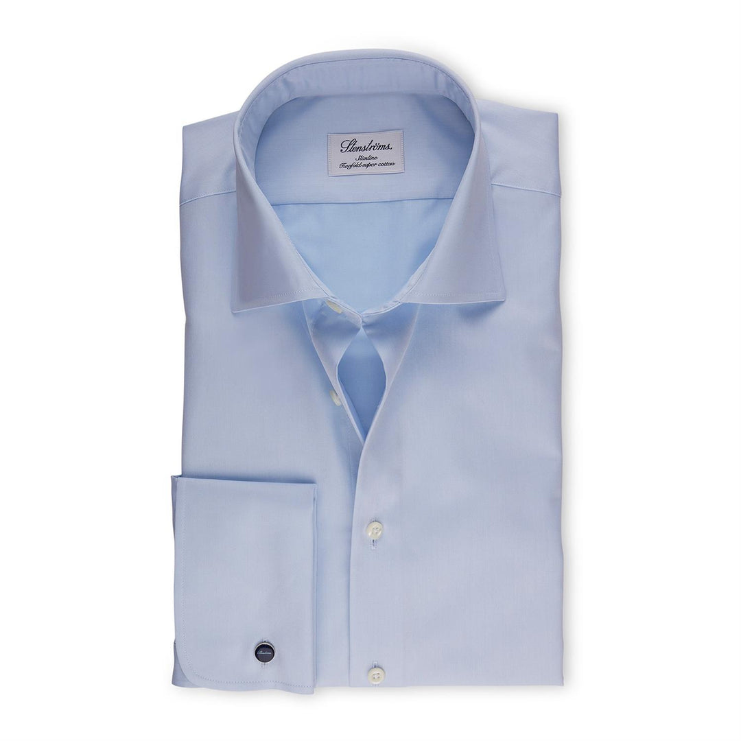 Slimline Twill Shirt French Cuffs Blue-Skjorter-Bogartstore