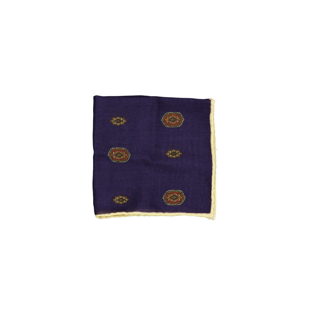 Wool Printed Hanky Navy/Yellow