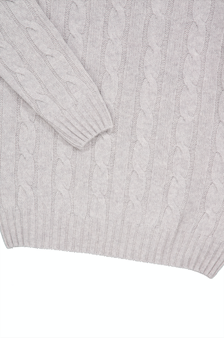 Scottish Heritage Wool Cable Knit Sweater Grey