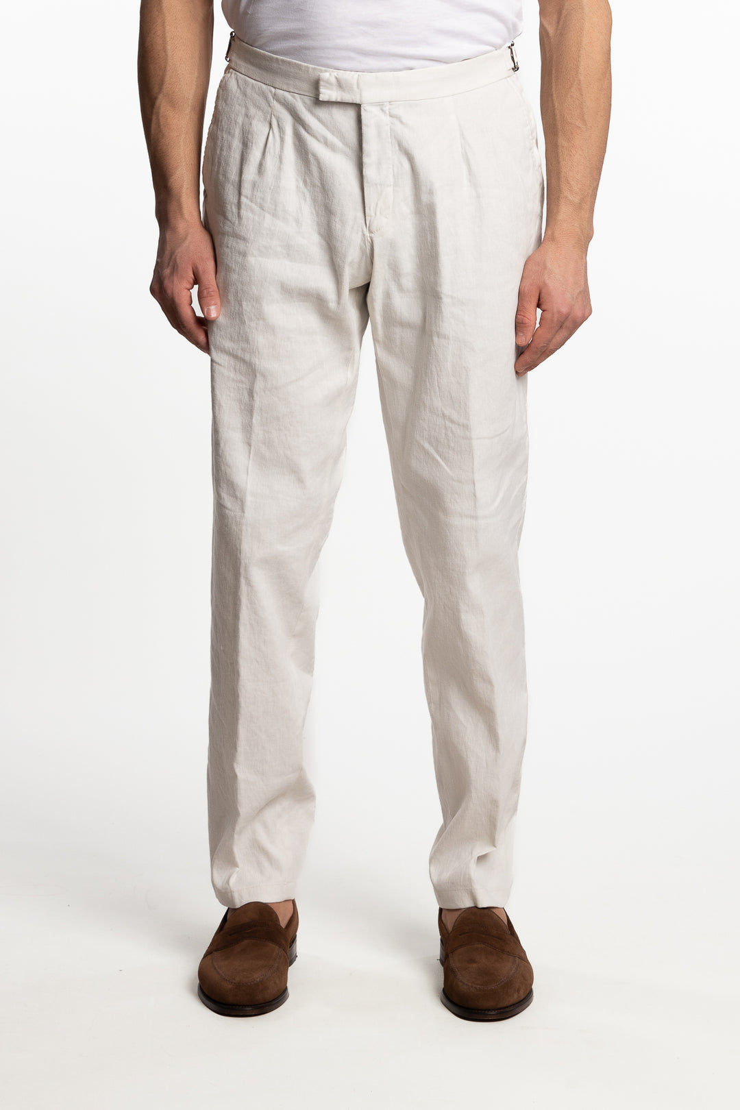 Pisa Cotton/Linen Trousers White Grass