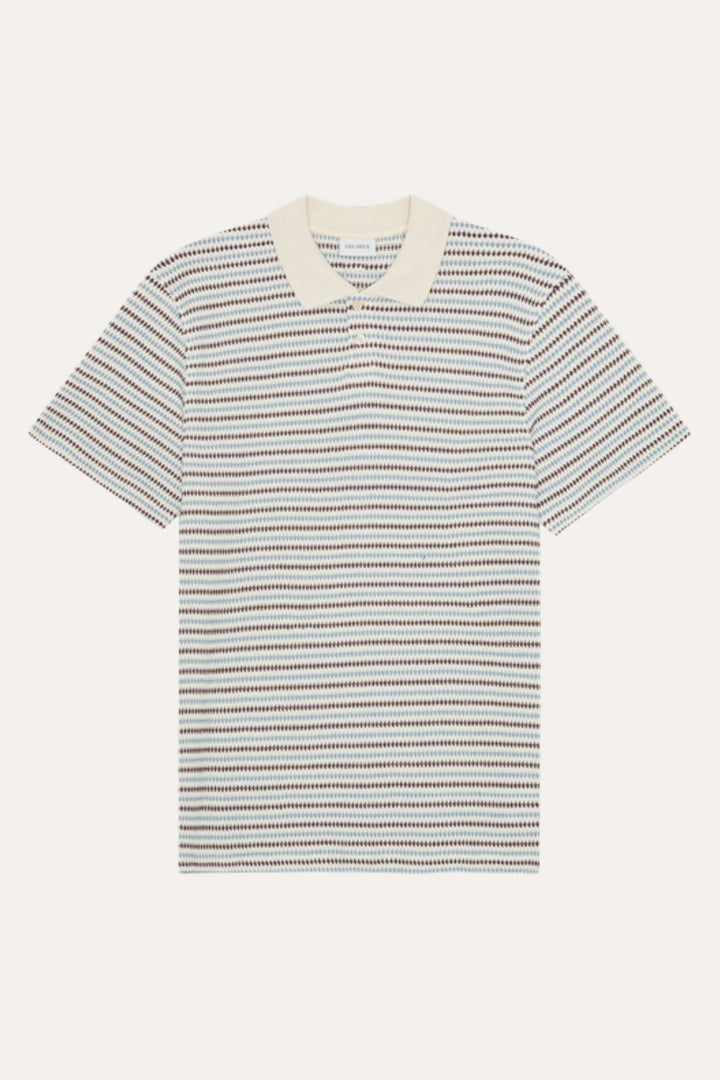 Knitted Stripe Polo Eggnog White