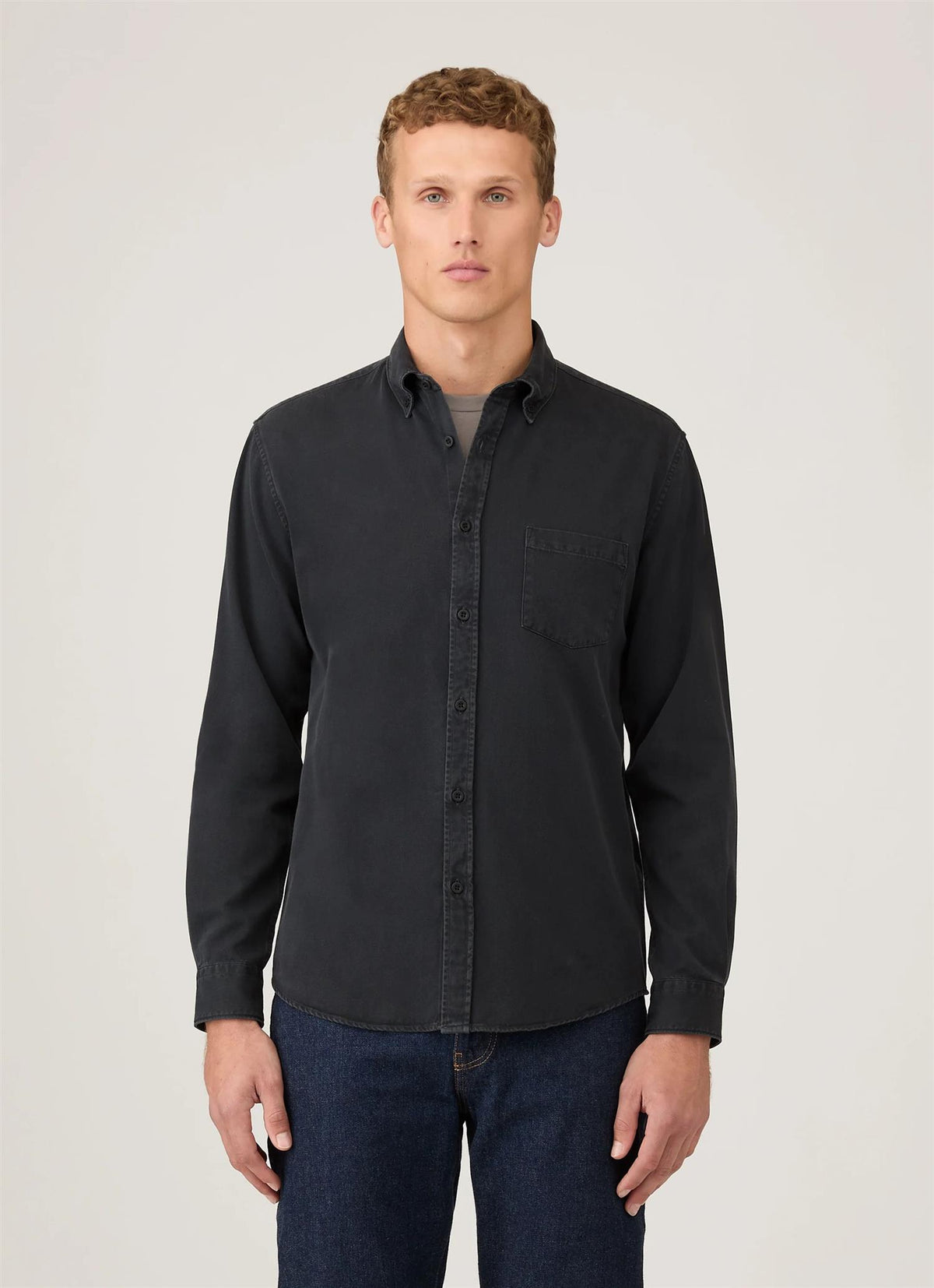 Button Down Twill Shirt Black