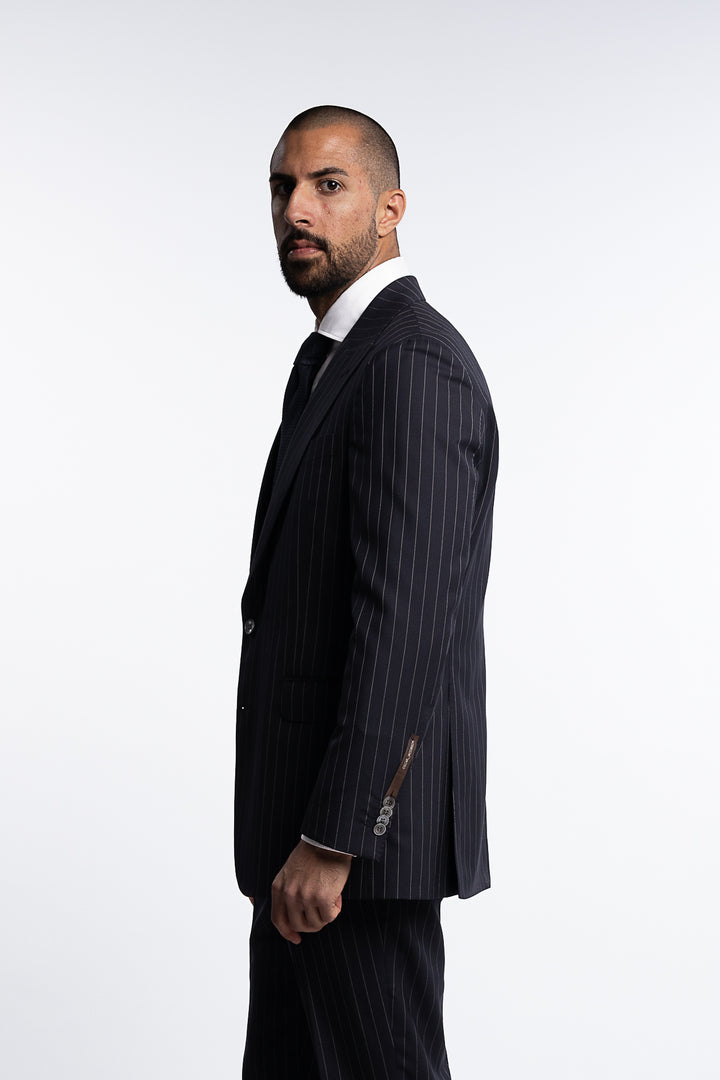 Faldo Regular Fit Wool Pinstripe Blazer Black