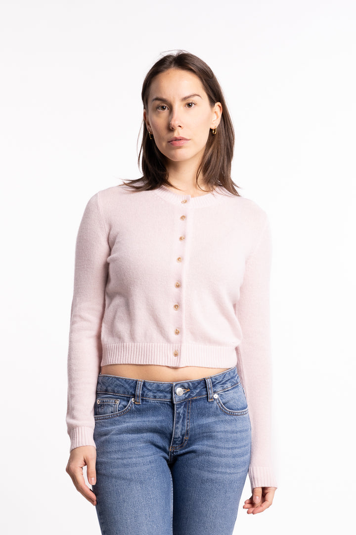 Slim Cashmere Cardigan- Lt. Pink