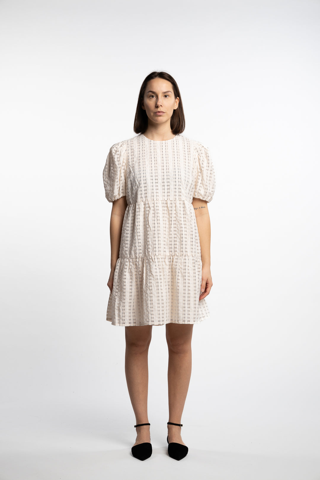 Santina Dress- Cream Check