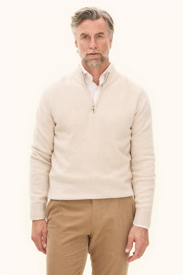 Paul Regular Fit Half Zip Beige