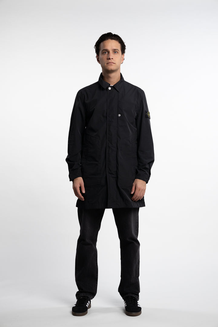 Micro Twill Long Coat Black