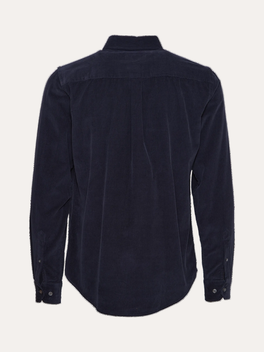 Anton LS BD Baby Cord Shirt Dark Navy - packshot bakfra