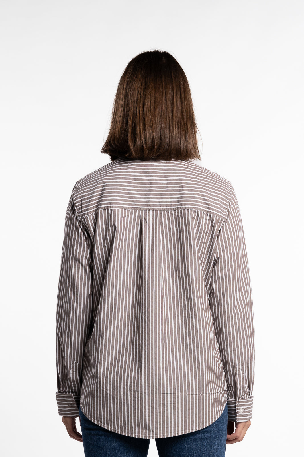 Fritila Shirt- Dark Taupe Stripe