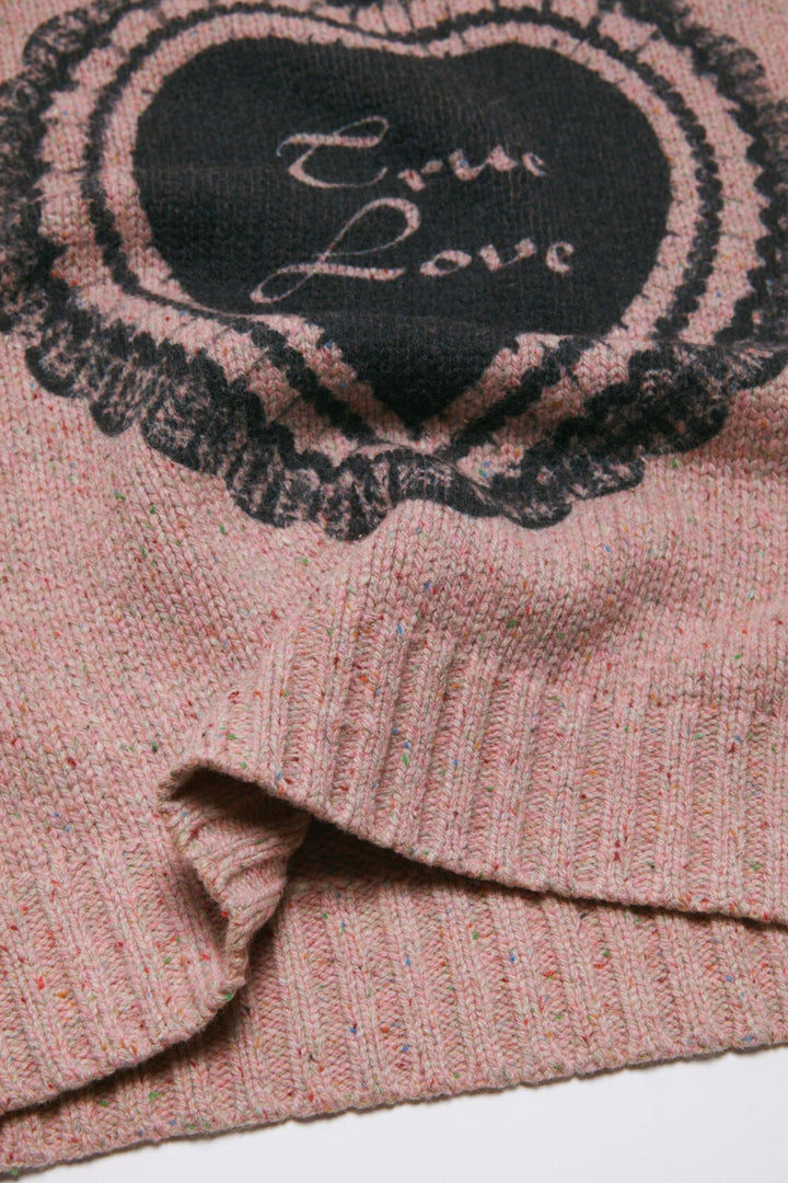 Printed Wool Blend Jumper- Faded Pink