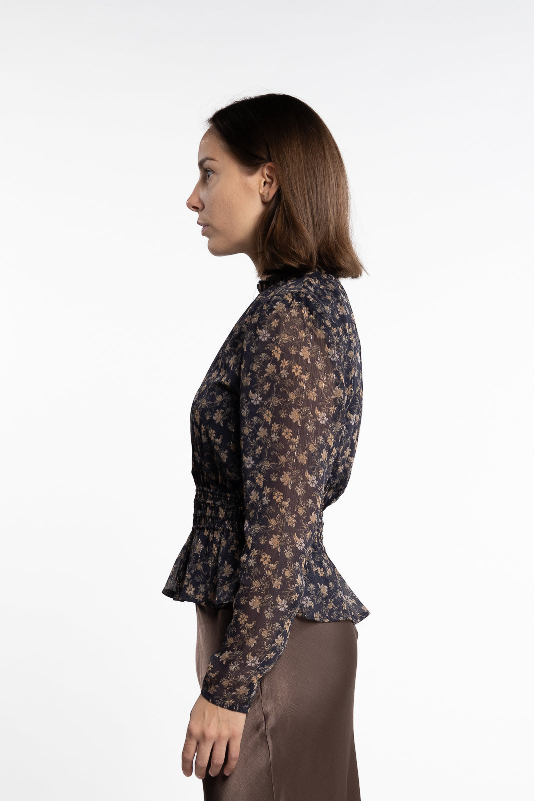 Dina Blouse- Navy Dahlia Print