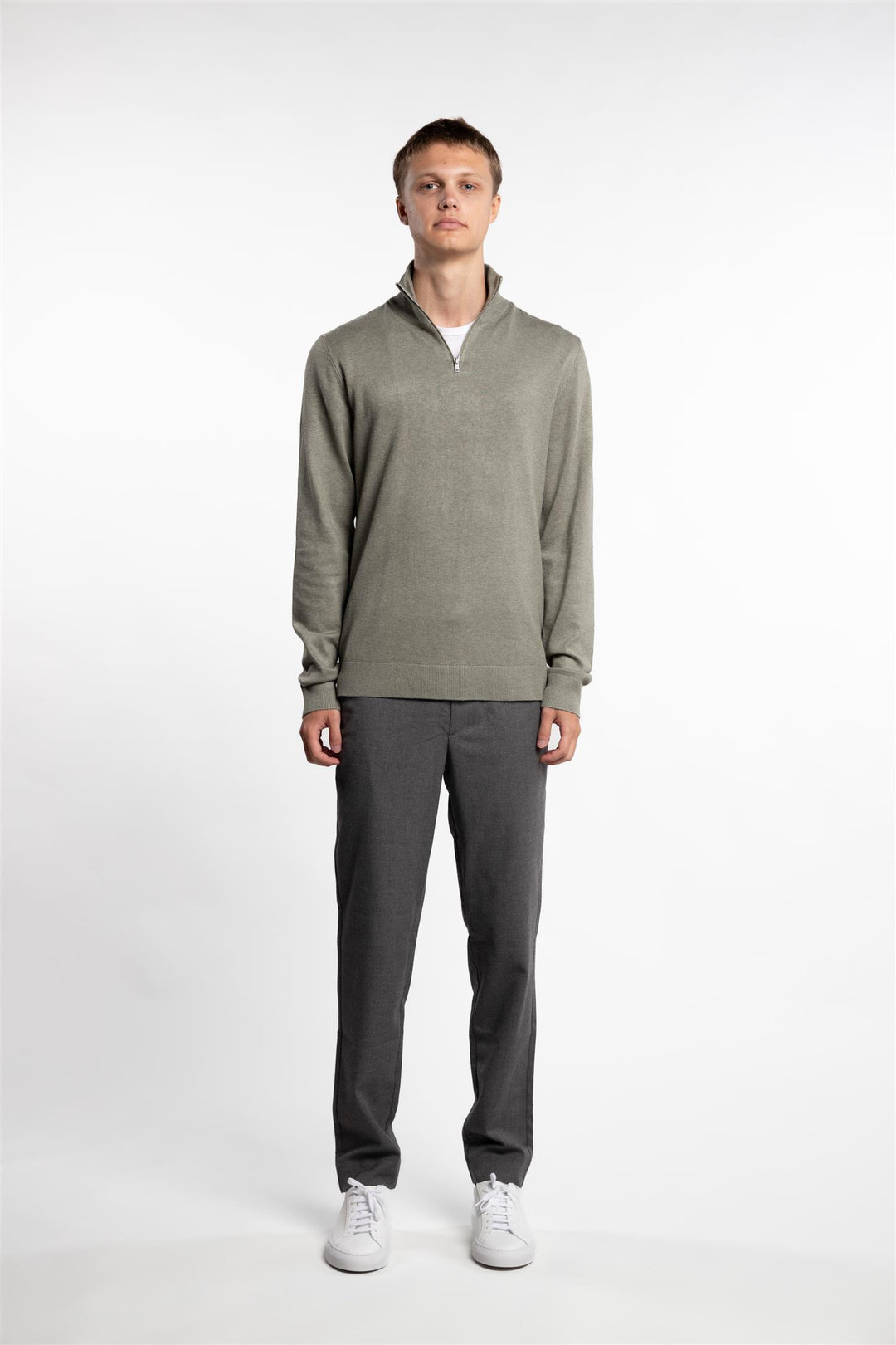 Half Zip Mélange Knit Dusty Light Army Mel