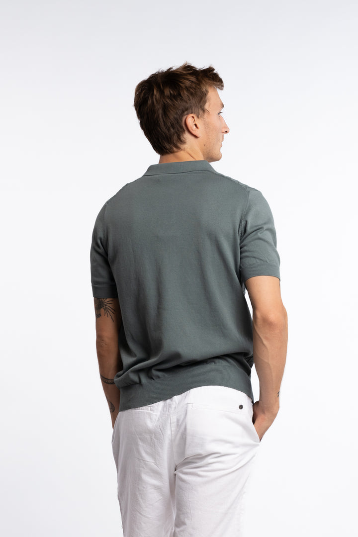 Mirza Cableknit Poloshirt Green