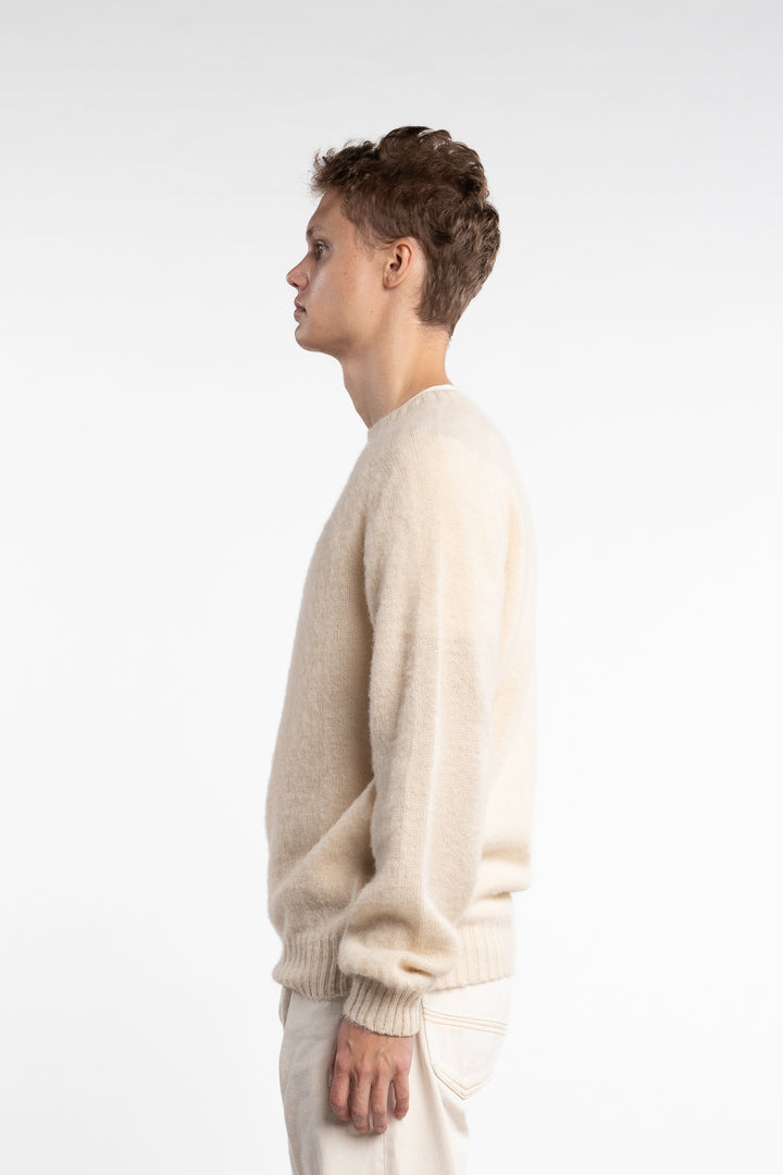 Brushed Shetland Crew Neck Jumper Cream