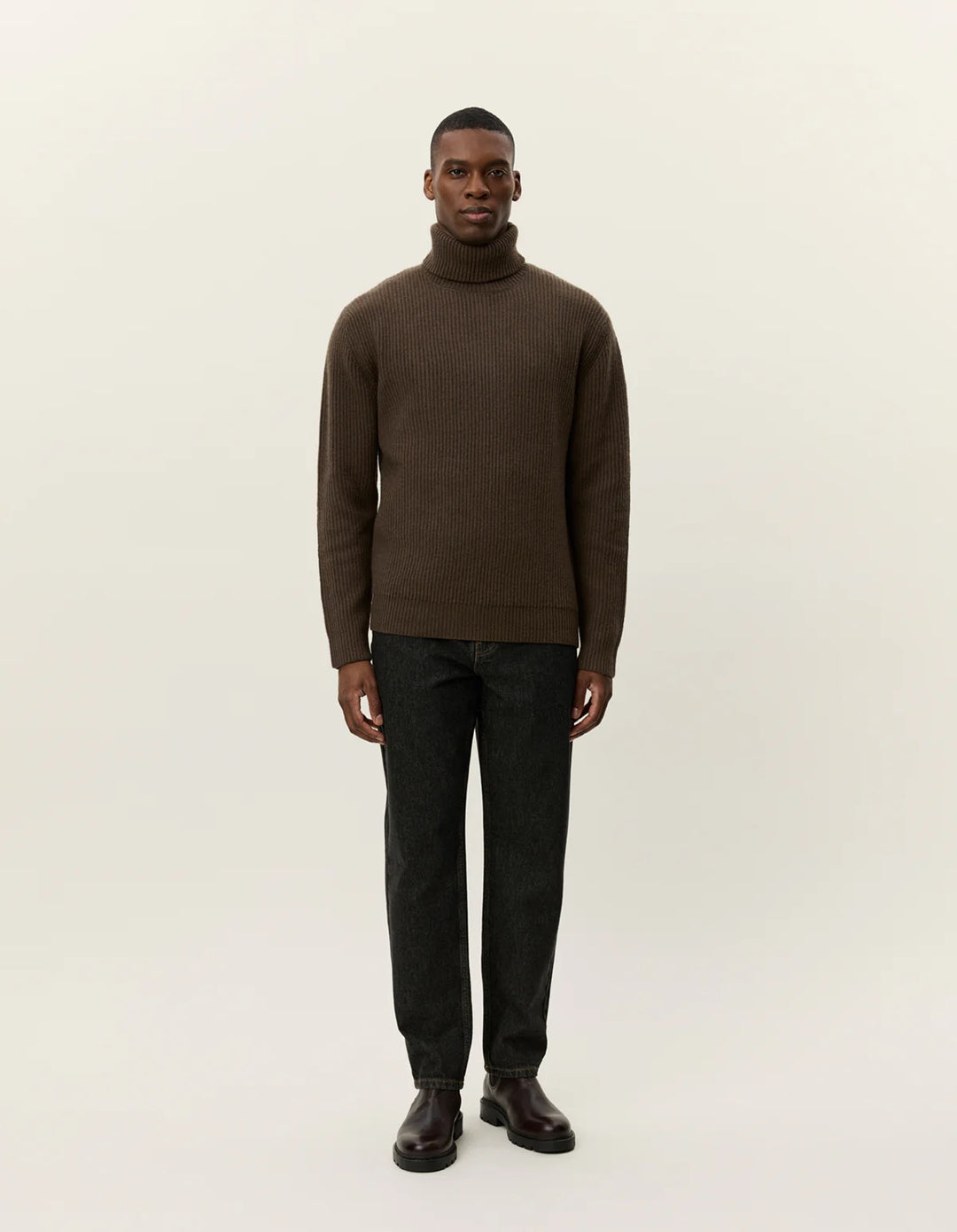 Eddie Wool Rib Rollneck Knit Teak Brown