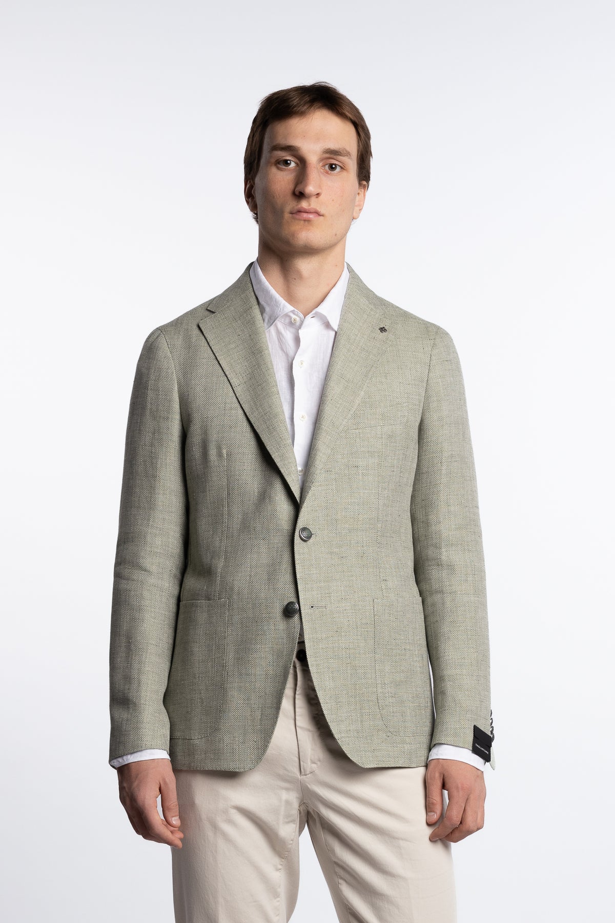 Linen/Wool Slim Fit Blazer Light Green
