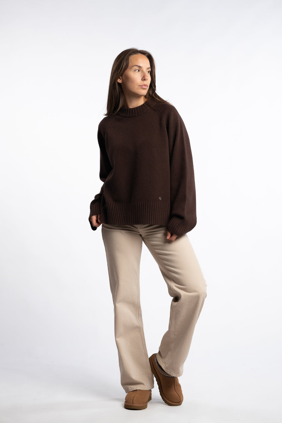 W. Wool Crew - Dk. Brown