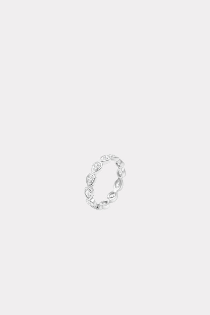 Diamond Band Ring Drop Silver